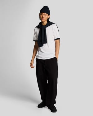 Lyle & Scott Superfine Katoenen Contrast Poloshirt - Wit
