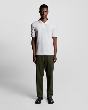 Lyle & Scott Jacquard Dobby Knit Polo Shirt, White, Regular Fit, XL.
