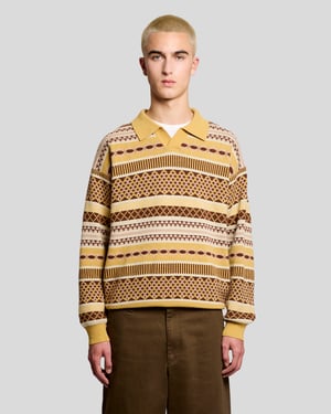 Lyle & Scott Fair Isle Lammullsblandad Pikétröja - Gul