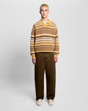 Lyle & Scott Fair Isle Lammullsblandad Pikétröja - Gul