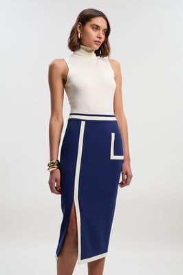 Compact Stretch Tipped Tailored Pencil Skirt