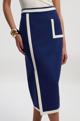 Petite Compact Stretch Tipped Tailored Pencil Skirt