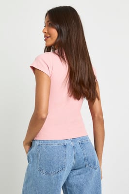 Basic Rib Short Sleeve Fitted Top