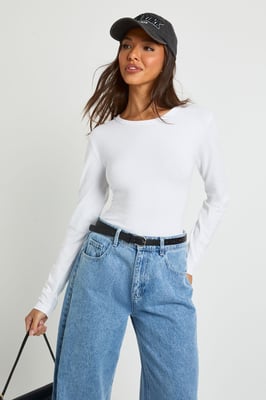 Basic Long Sleeve Fitted Longline Top