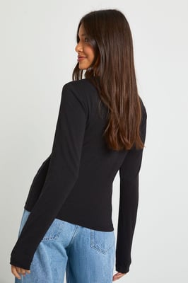 Basic Long Sleeve Fitted Longline Top