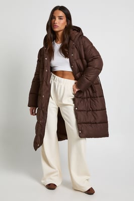 Petite Belted Longline Puffer Jacket