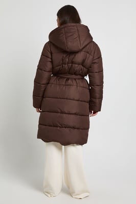 Petite Belted Longline Puffer Jacket