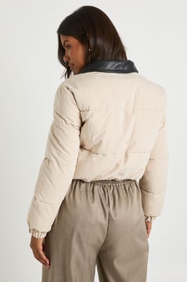 Padded Contrast Collared Puffer Jacket
