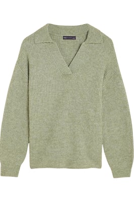 Collared Ribbed Jumper With Side Splits