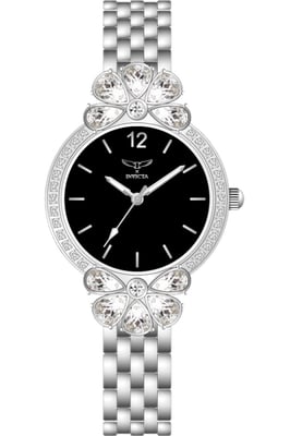 Invicta Wildflower 69112 Dames Horloge - Quartz Uurwerk -  met zwarte Wijzerplaat - 30mm