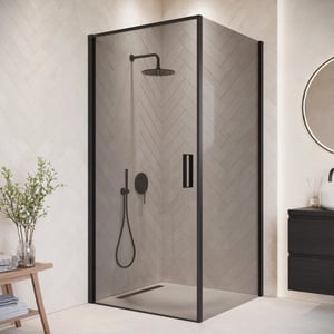 Badplaats Douchecabine alava 80 x 80 x 190 cm zwart met douchewand