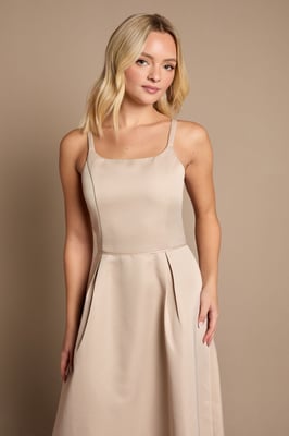 Teen Structured Satin Full Skirted Bridesmaid Dress