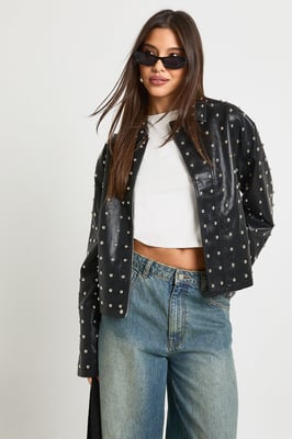 Super Soft Premium Faux Leather Studded Jacket