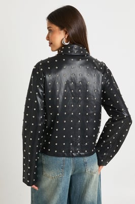 Super Soft Premium Faux Leather Studded Jacket