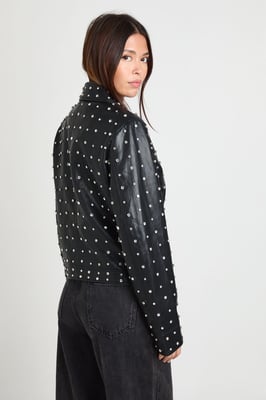 Super Soft Premium Faux Leather Diamante Jacket