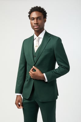 Tailored Fit Italian Super 100''s Bottle Green Twill Jacket