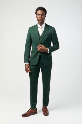 Tailored Fit Italian Super 100''s Bottle Green Twill Jacket