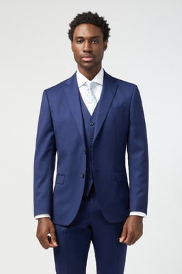 Tailored Fit Italian Super 110''s Blue Twill Jacket