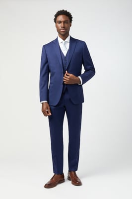 Tailored Fit Italian Super 110''s Blue Twill Jacket
