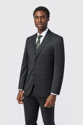 Tailored Fit Black Super 110''s Twill Jacket
