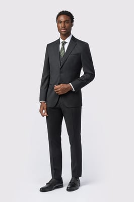 Tailored Fit Black Super 110''s Twill Jacket