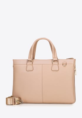 Wittchen 14,5-inch laptoptas voor heren van kunstleer, beige, beige, eco-leer
