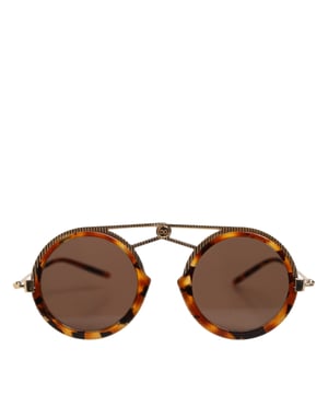 Gouden Havana Montuur DG Fatto A Mano Zonnebril