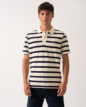 Striped Polo Polo Shirt in Ivory