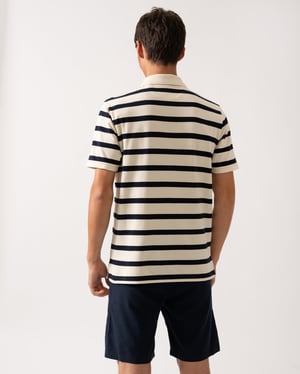 Striped Polo Polo Shirt in Ivory