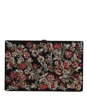 Flerfärgad Blomster Guldrahm Clutch Kvällsväska