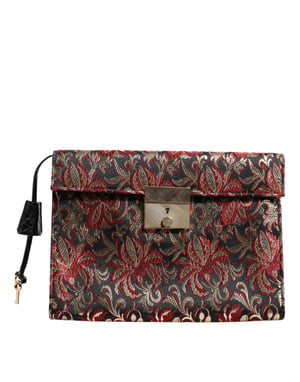Multicolor Jacquard Bloemen Documenten Bureautas