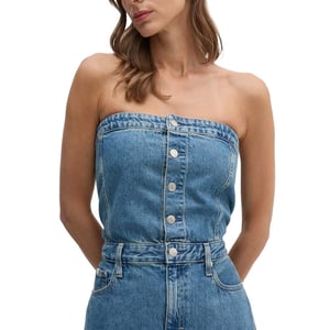 Denim Maxiklänning Strapless Stil