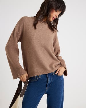 River Island Womens Jumper Brown Crew Neck Knitted