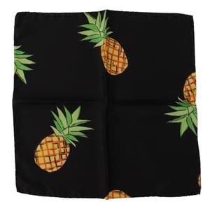 Zwarte Ananas Gedrukte Vierkante Zakdoek Sjaal