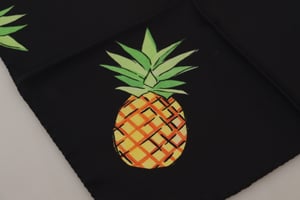Zwarte Ananas Gedrukte Vierkante Zakdoek Sjaal