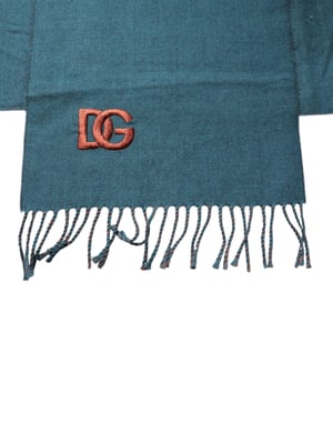 Blauw Groene Wol Fringe Sjaal Wrap Schal