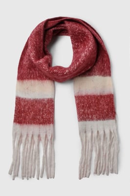 Striped Knitted Tassel Scarf