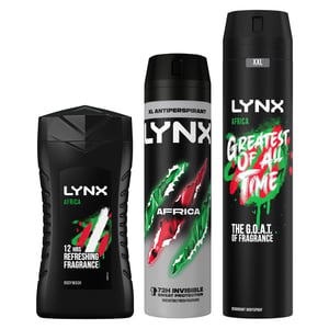 Lynx Africa 3pk Bundle of 200ml AP Deo, 250ml Body Spray & 50ml Shower Gel