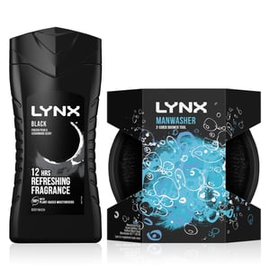 3x Lynx Excite 12H Refreshing Fragrance Bodywash 225ml with Manwasher ShowerTool
