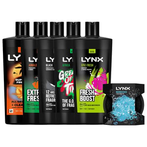 Lynx Epic Fresh Shower Gel 700ml Grapefruit Pineapple & Manwasher 2-Sided Scrub