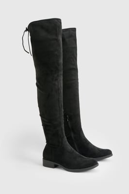Faux Suede Over The Knee Stretch Boots