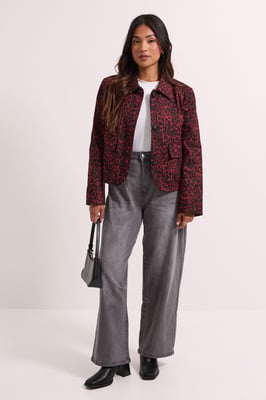 Petite Animal Print Pocket Detail Jacket