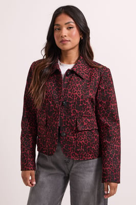 Petite Animal Print Pocket Detail Jacket