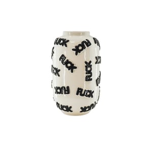 House Vitamin Vase 'fuck' ceramics white/black 17x17x27cm