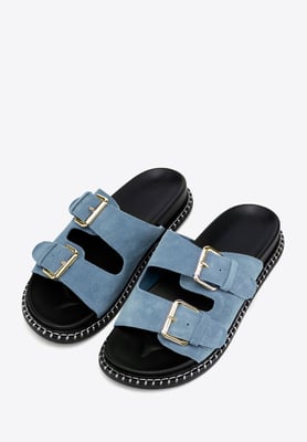 Wittchen Dames Blauwe Suède Leren Slippers