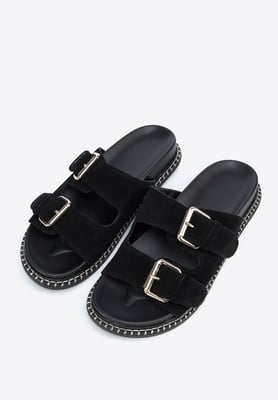 Wittchen Dames Zwarte Suède Leren Slippers