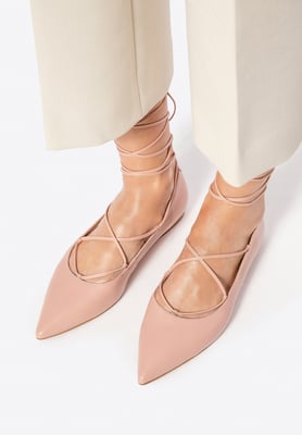 Wittchen Dames Ballerina's van Echt Leer met Spitse Neus, Roze, Natuurlijk Leer