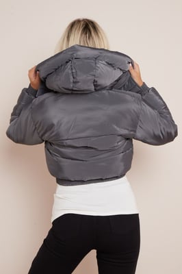 Cropped Padded Long Sleeve Zip Front Shower Proof Jacket
