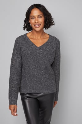 Sparkle Sequin V Neck Jumper