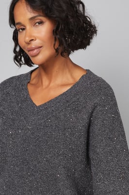 Sparkle Sequin V Neck Jumper